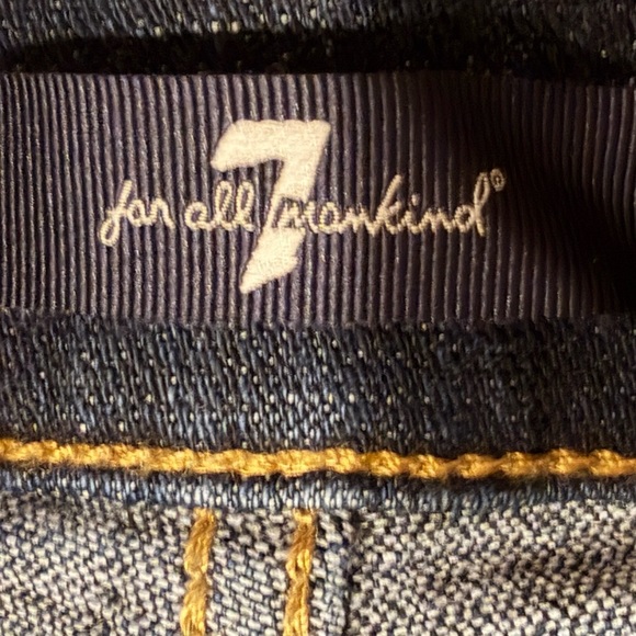 7 For All Mankind Dark Blue High Waist Slim Kick Jeans - Picture 6 of 9